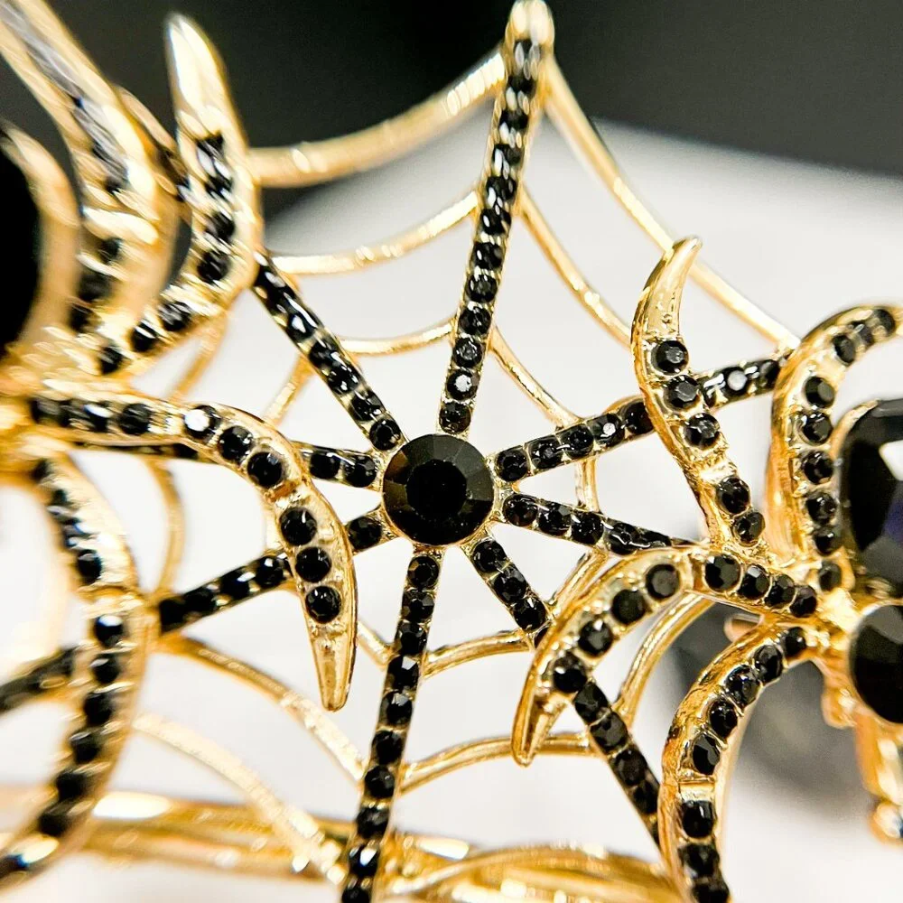Spider woman crown, goth Halloween crown, Cosplay gold crown, Black spider crown